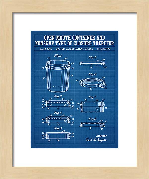 Tupperware Container And Lid Blueprint Patent Us2487400a