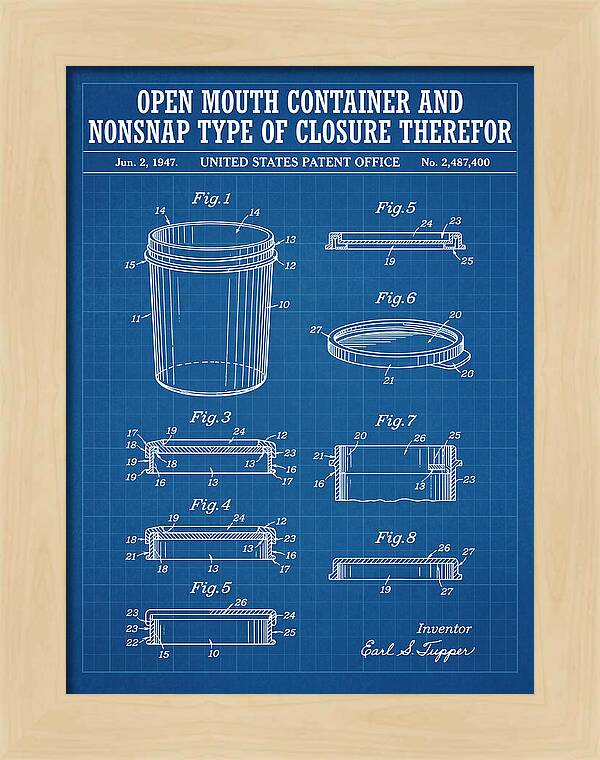 Tupperware Container And Lid Blueprint Patent Us2487400a