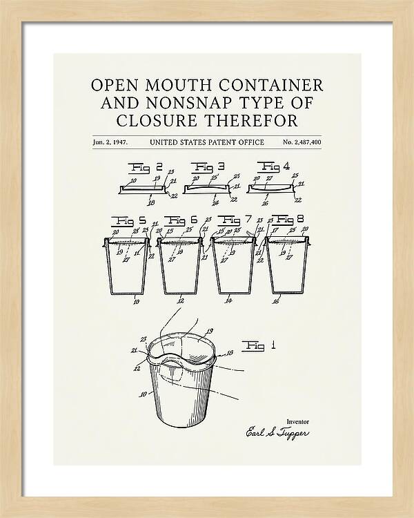 Tupperware Container And Lid Minimalist Patent Us2487400a
