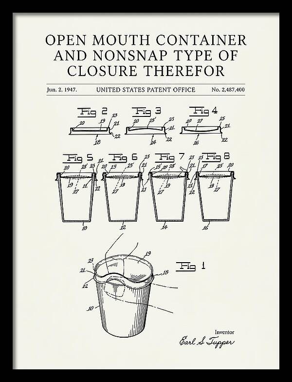 Tupperware Container And Lid Minimalist Patent Us2487400a