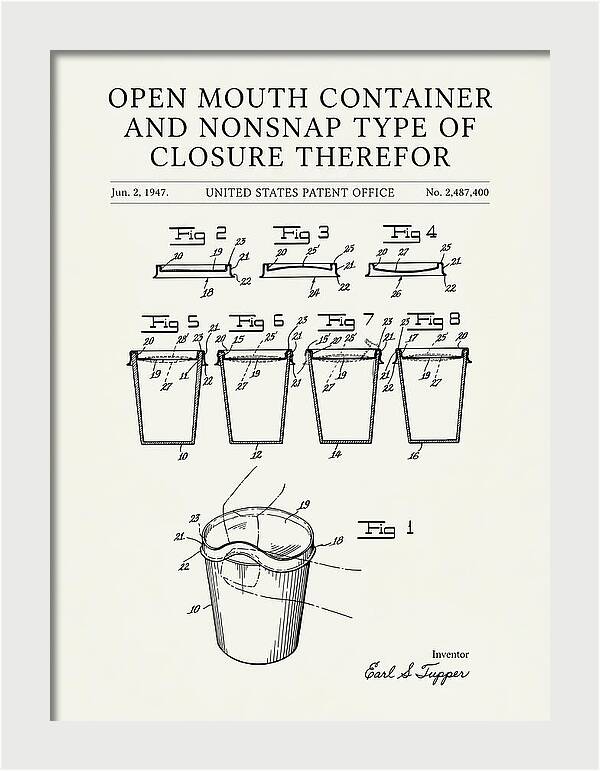Tupperware Container And Lid Minimalist Patent Us2487400a