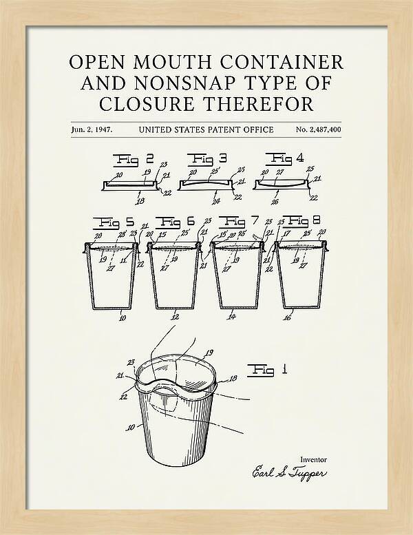Tupperware Container And Lid Minimalist Patent Us2487400a