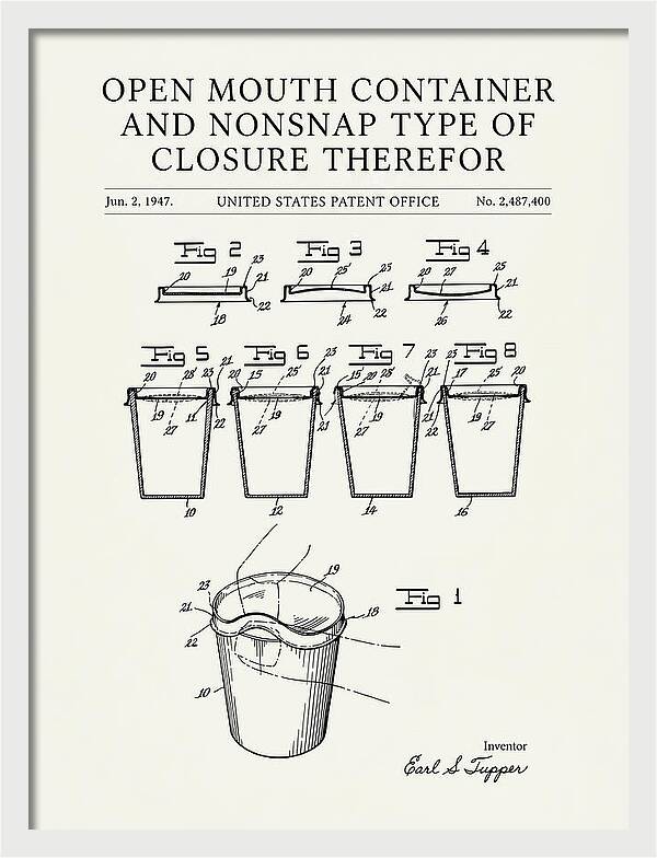 Tupperware Container And Lid Minimalist Patent Us2487400a