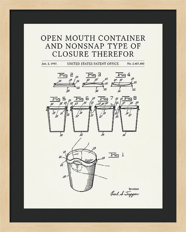 Tupperware Container And Lid Minimalist Patent Us2487400a
