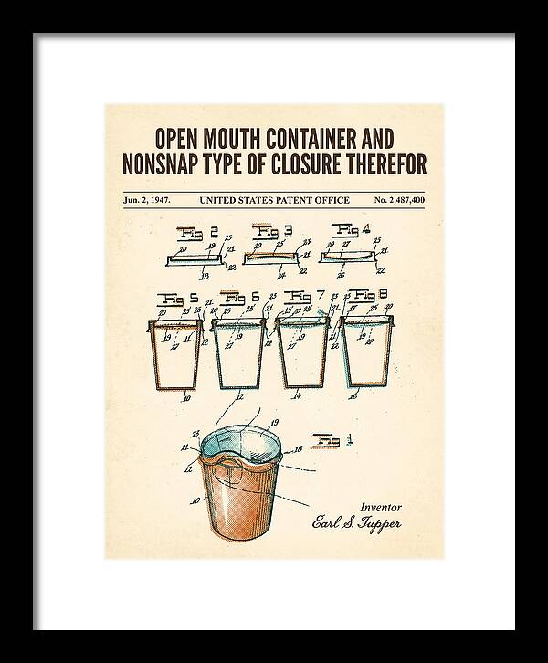 Tupperware Container And Lid Retro Patent Us2487400a