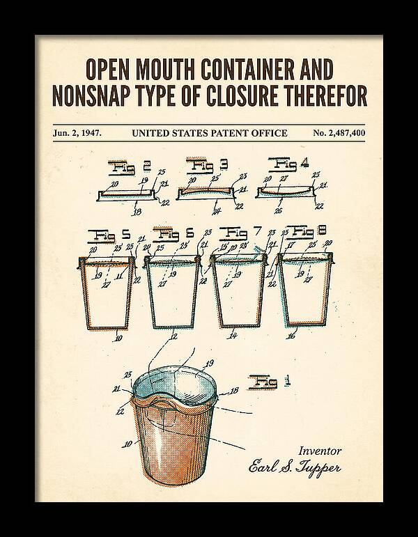 Tupperware Container And Lid Retro Patent Us2487400a