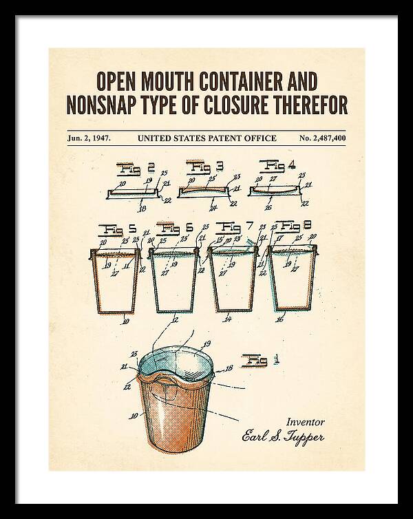 Tupperware Container And Lid Retro Patent Us2487400a