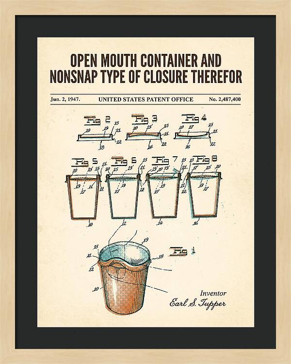 Tupperware Container And Lid Retro Patent Us2487400a