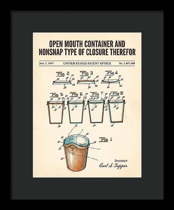 Tupperware Container And Lid Retro Patent Us2487400a
