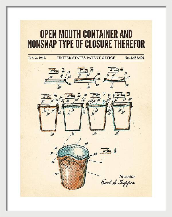 Tupperware Container And Lid Retro Patent Us2487400a