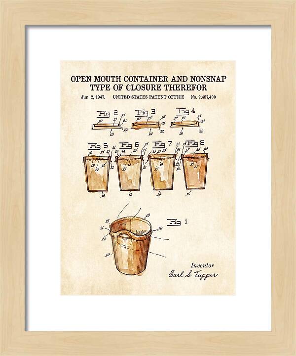 Tupperware Container And Lid Watercolor Patent Us2487400a