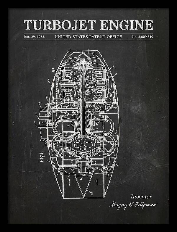 Turbojet Engine Chalkboard Patent Us3009319