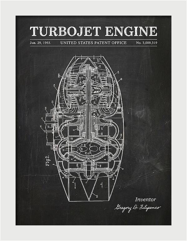 Turbojet Engine Chalkboard Patent Us3009319