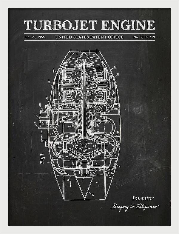 Turbojet Engine Chalkboard Patent Us3009319