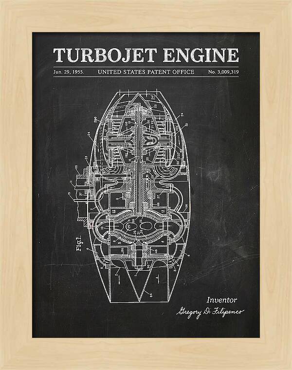 Turbojet Engine Chalkboard Patent Us3009319