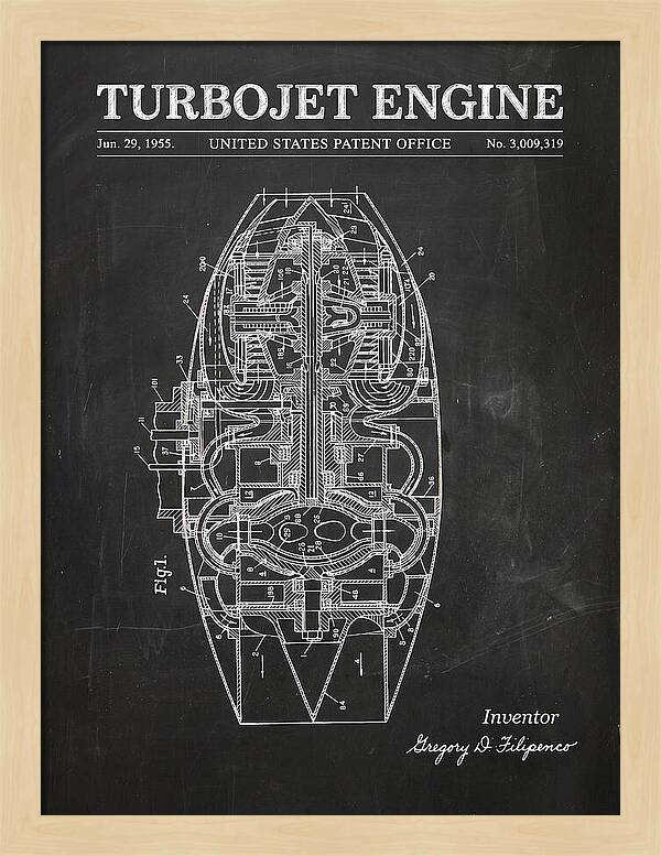 Turbojet Engine Chalkboard Patent Us3009319