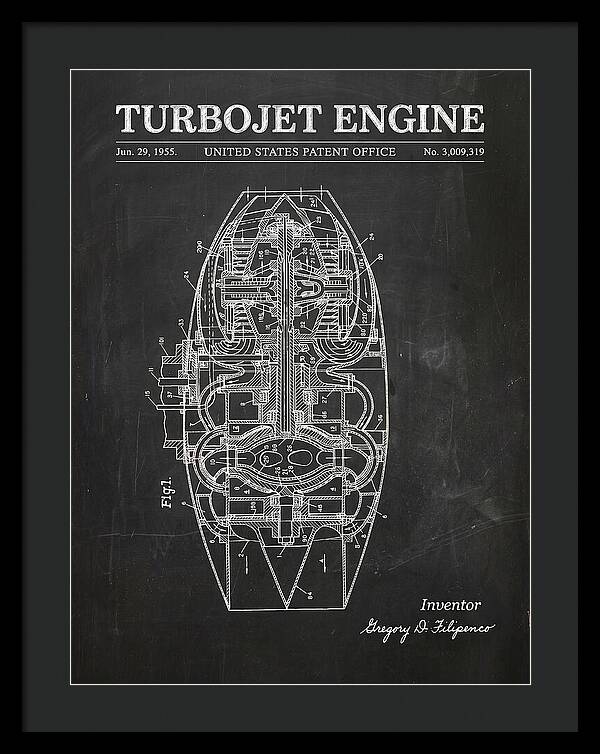 Turbojet Engine Chalkboard Patent Us3009319