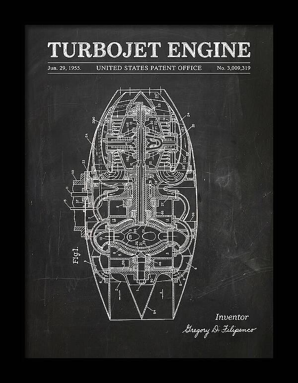 Turbojet Engine Chalkboard Patent Us3009319