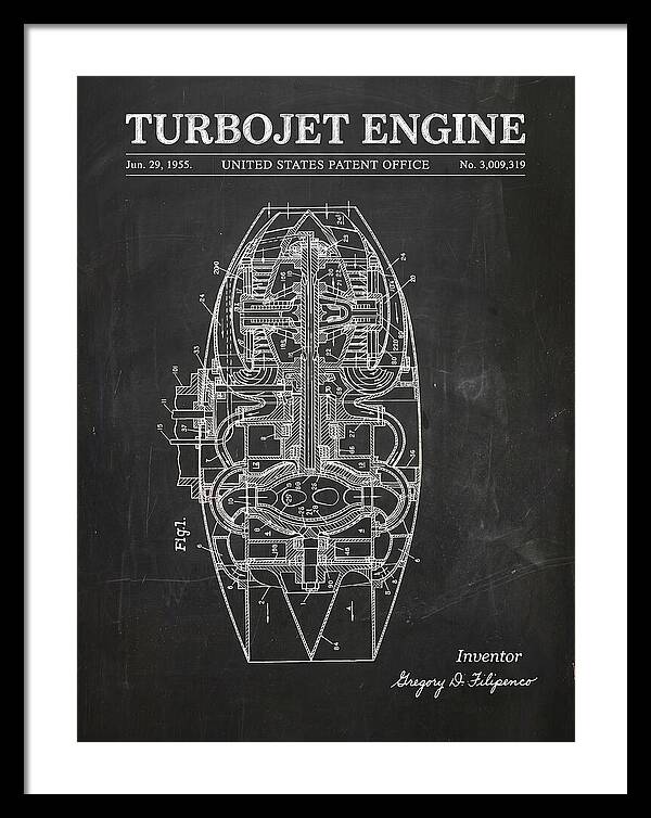 Turbojet Engine Chalkboard Patent Us3009319