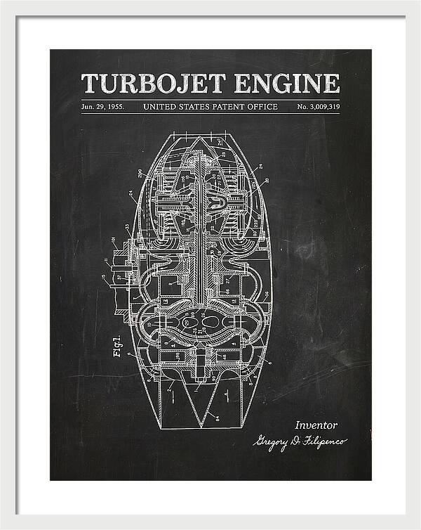 Turbojet Engine Chalkboard Patent Us3009319