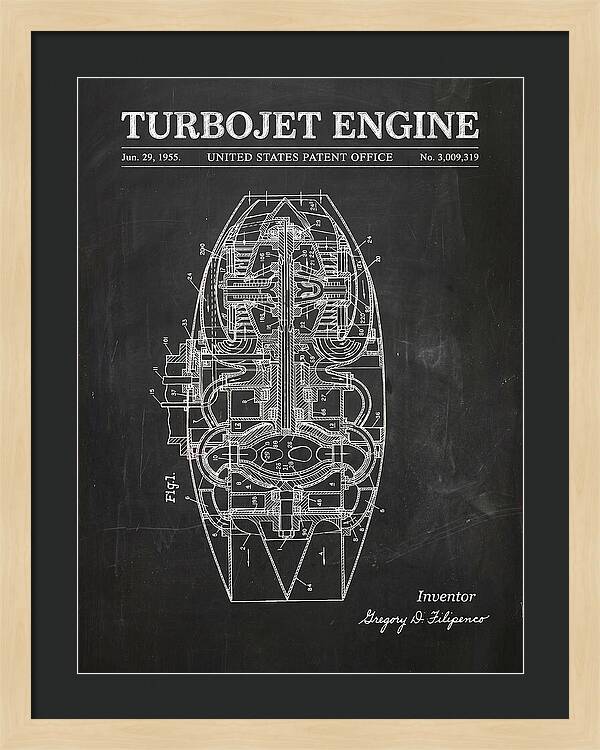 Turbojet Engine Chalkboard Patent Us3009319
