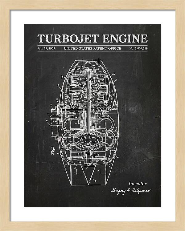 Turbojet Engine Chalkboard Patent Us3009319