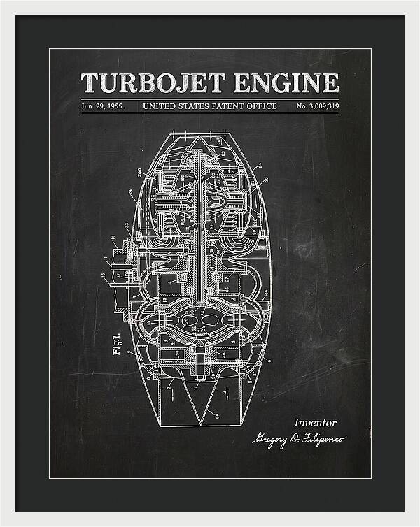 Turbojet Engine Chalkboard Patent Us3009319