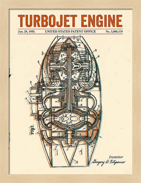 Turbojet Engine Retro Patent Us3009319