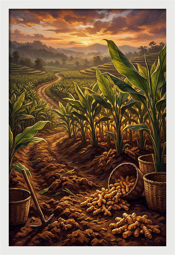 Turmeric Harvest At Sunset
