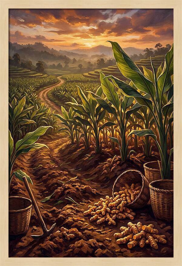 Turmeric Harvest At Sunset