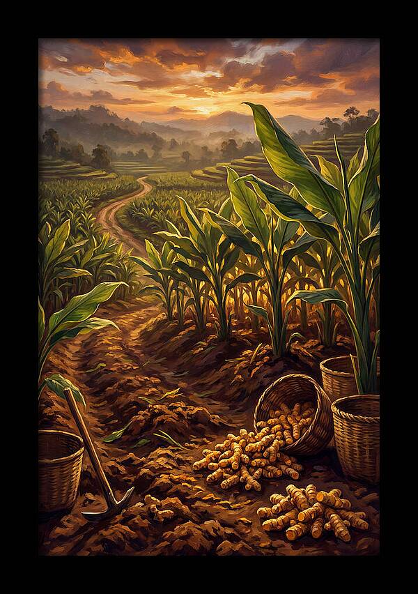 Turmeric Harvest At Sunset