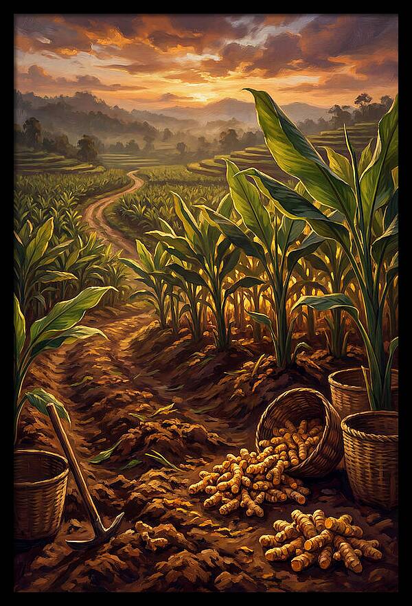 Turmeric Harvest At Sunset