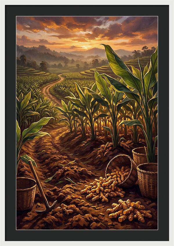 Turmeric Harvest At Sunset