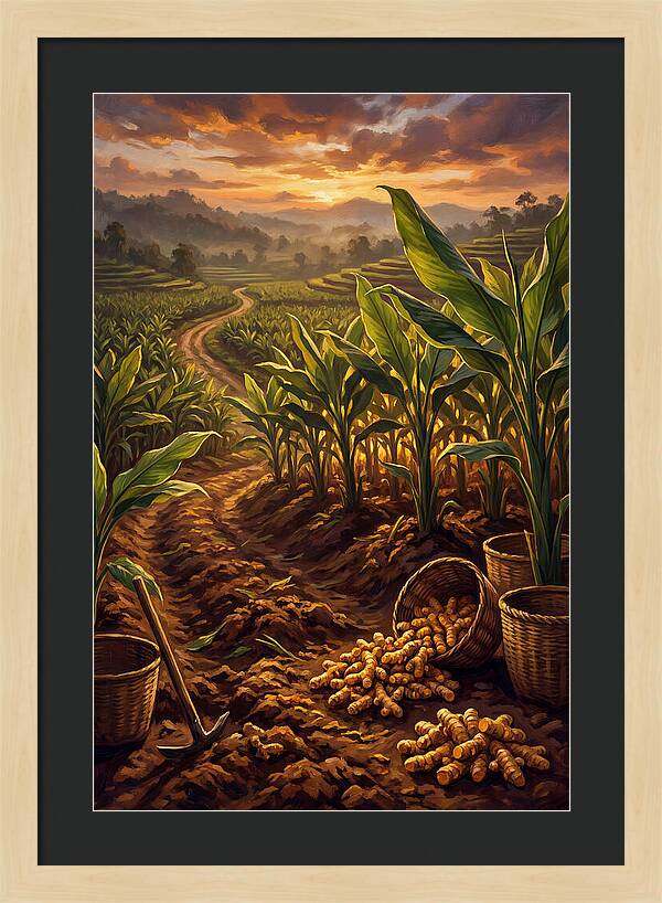 Turmeric Harvest At Sunset