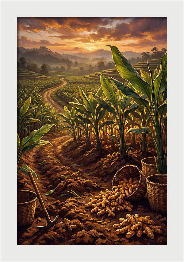 Turmeric Harvest At Sunset