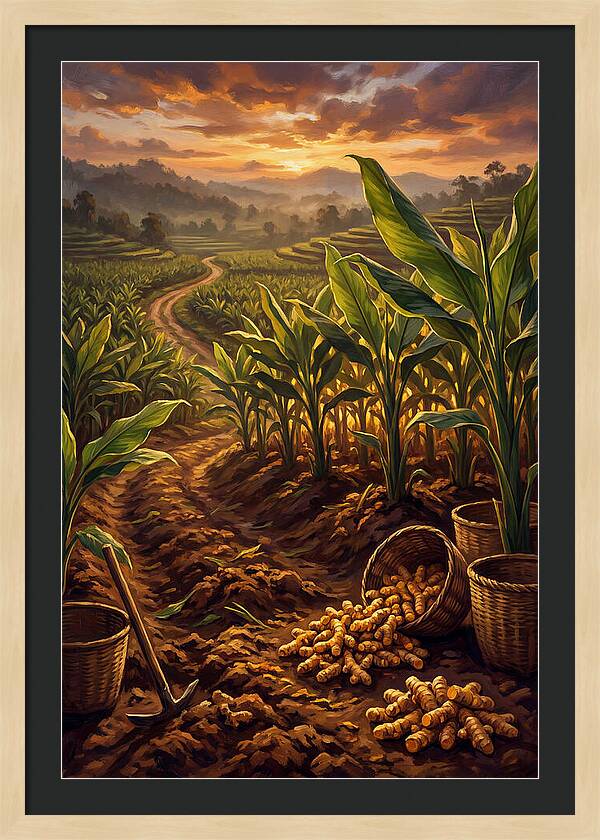 Turmeric Harvest At Sunset