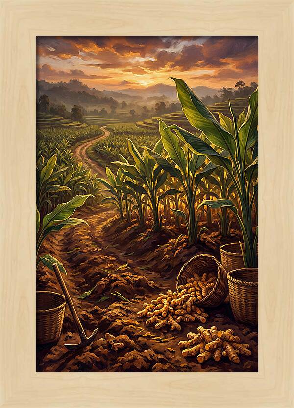 Turmeric Harvest At Sunset