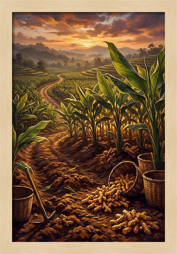Turmeric Harvest At Sunset
