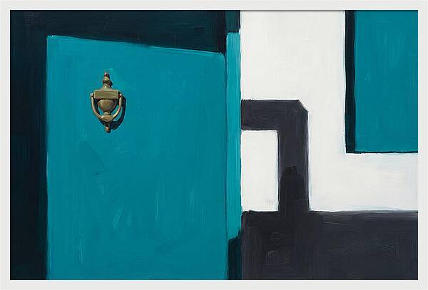 Turquoise Door With Brass Knocker