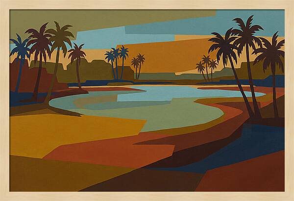 Turquoise Lagoon Surrounded By Palms