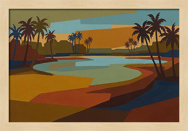 Turquoise Lagoon Surrounded By Palms