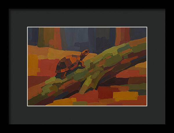 Turtle Climbing Mossy Log