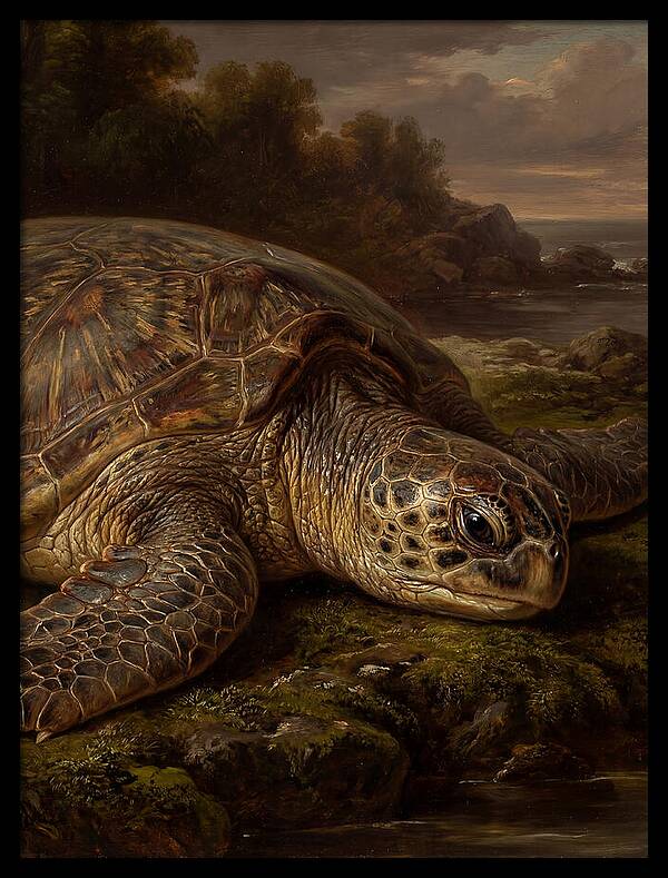 Turtle Resting By The Shore