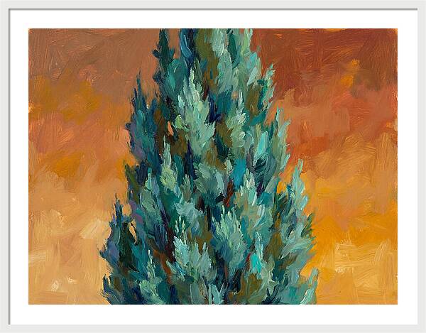 Tuscan Cypress Against Sunset