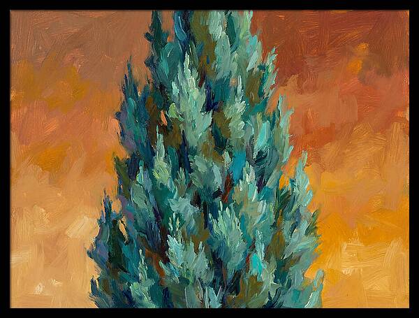 Tuscan Cypress Against Sunset