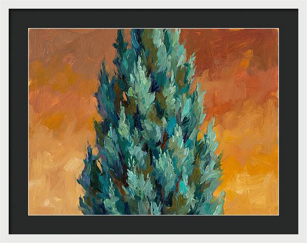 Tuscan Cypress Against Sunset