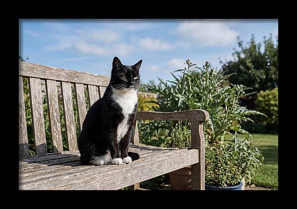 Tuxedo Cat In The Garden