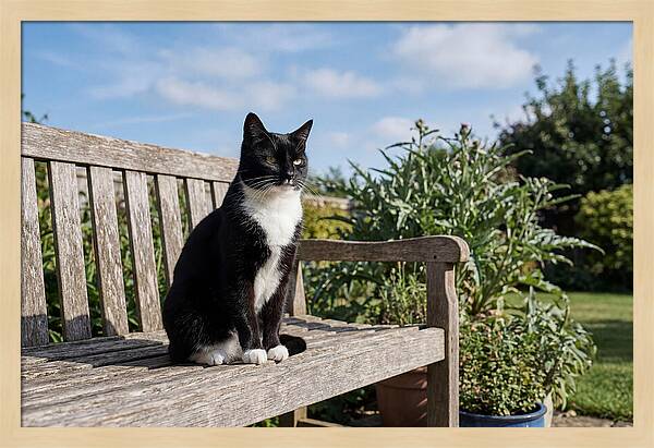 Tuxedo Cat In The Garden