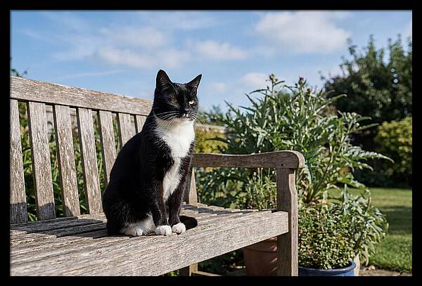Tuxedo Cat In The Garden