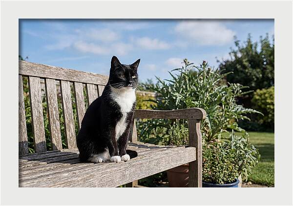 Tuxedo Cat In The Garden